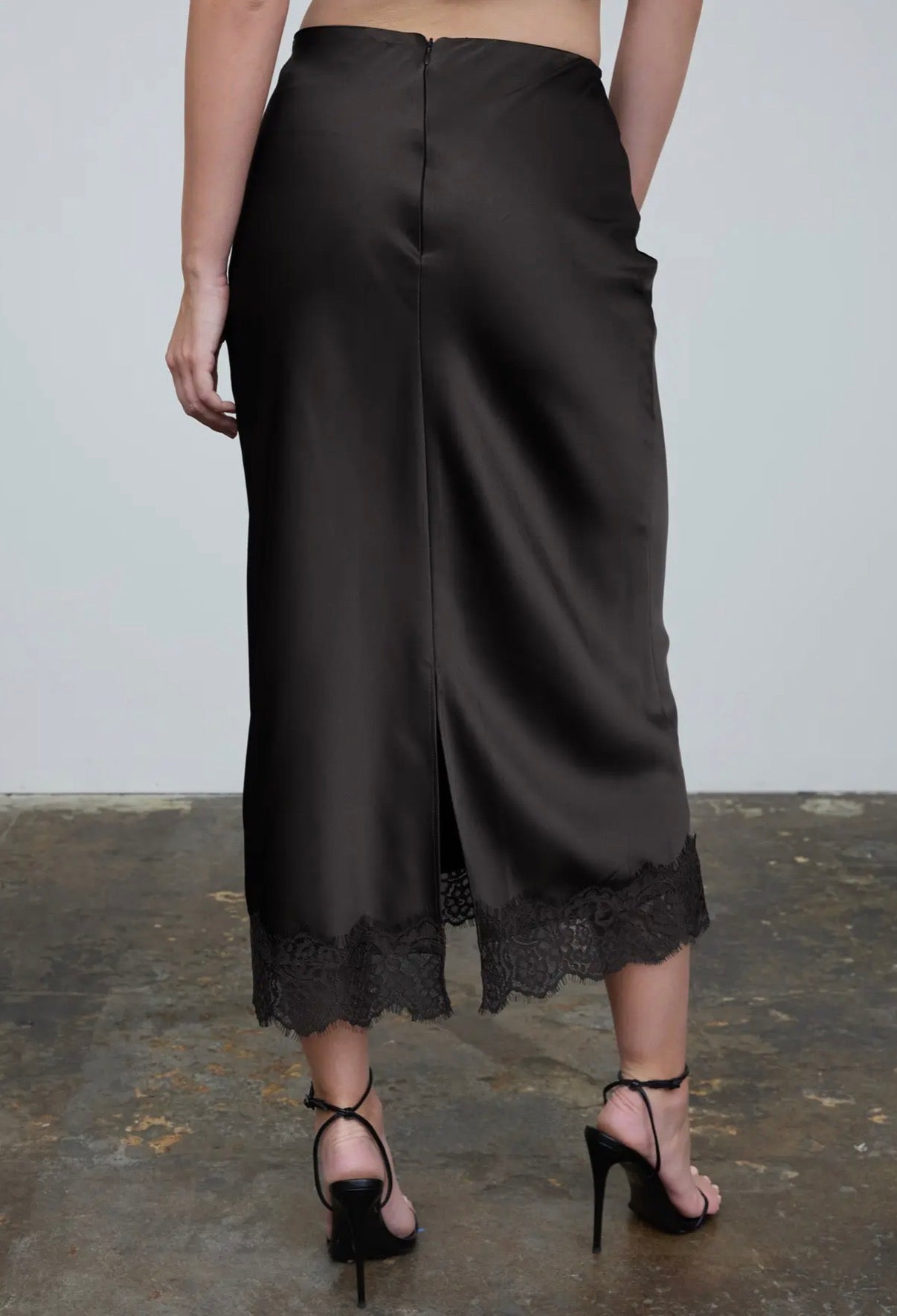 Toffee Satin Lace Skirt