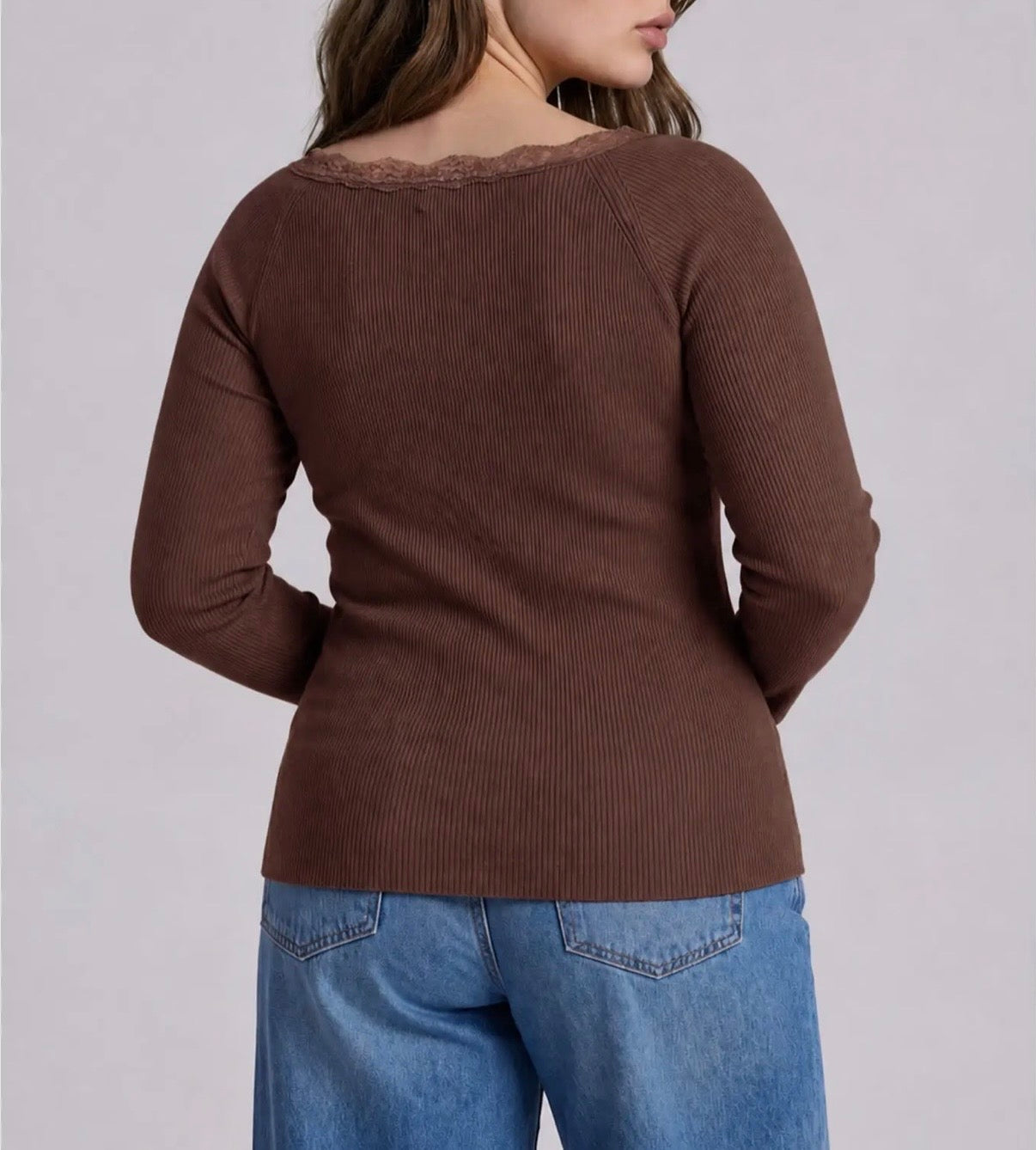 Lace Henley Top Plus