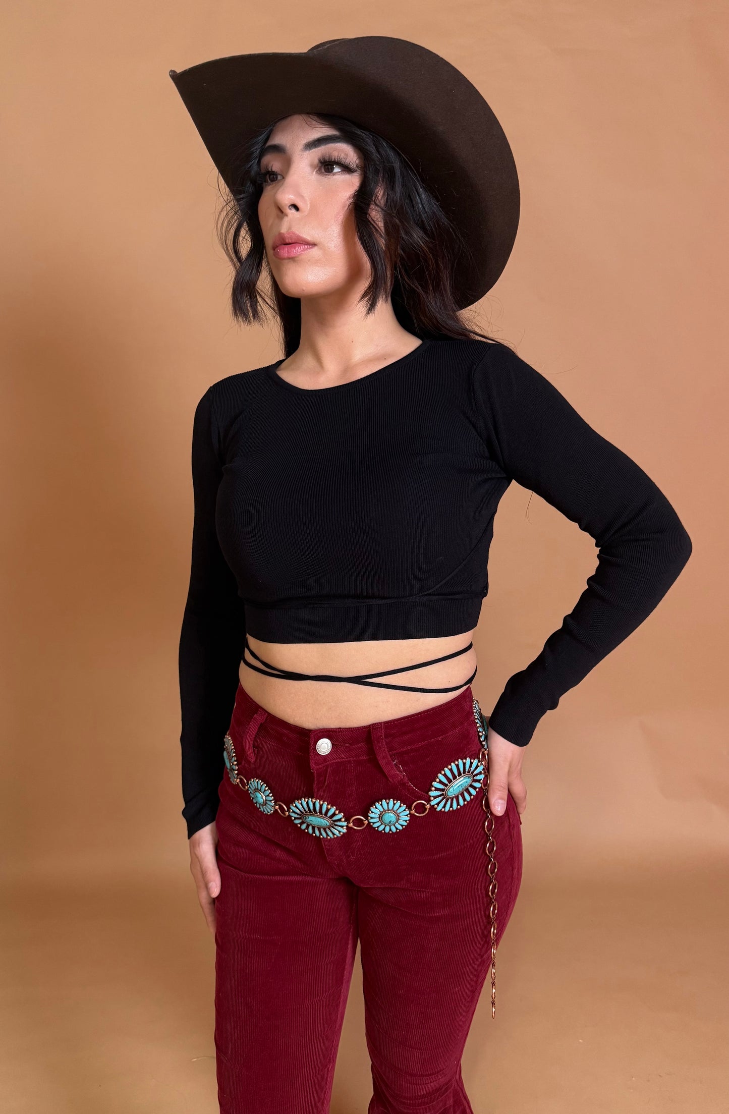 Crush Knit Crop- Black