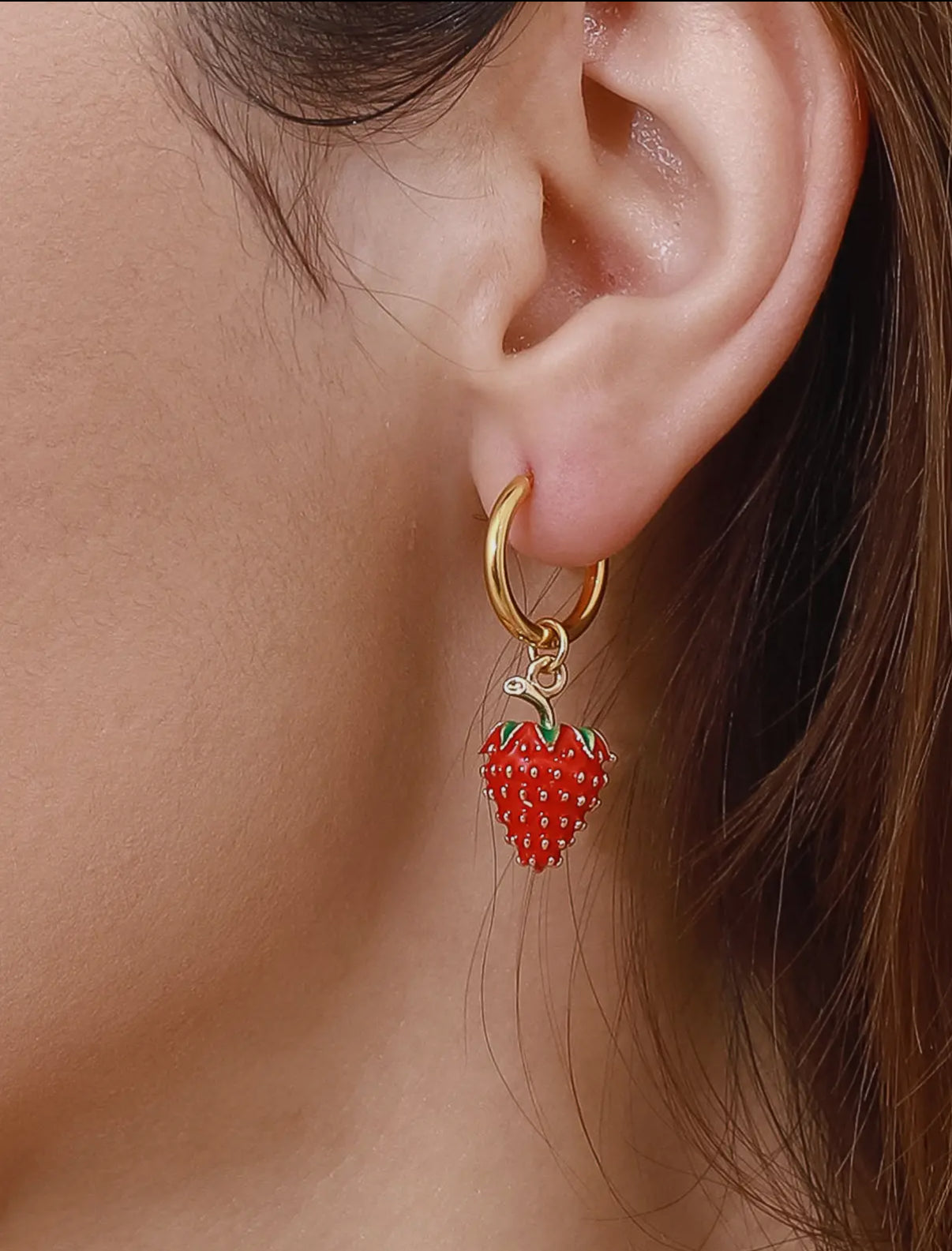 Strawberry 18K Non Tarnish Hoops