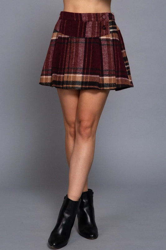 Pleat Plaid Skirt