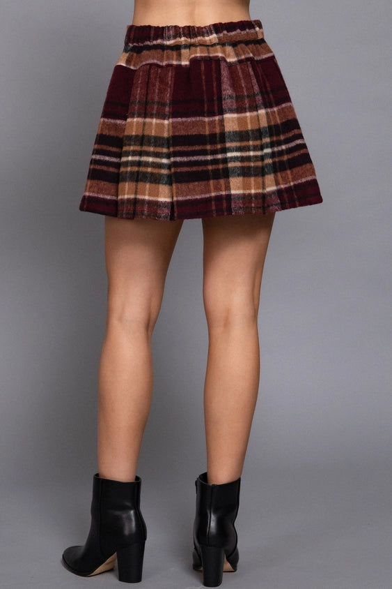 Pleat Plaid Skirt