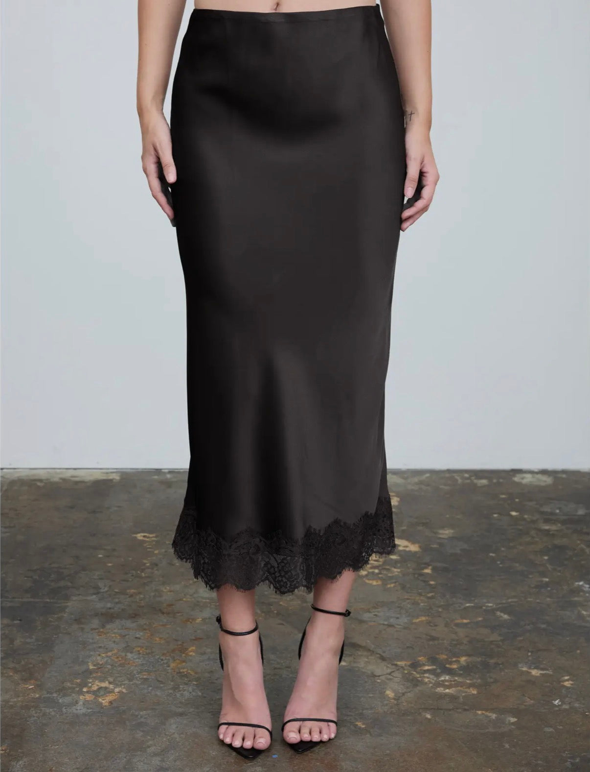 Toffee Satin Lace Skirt
