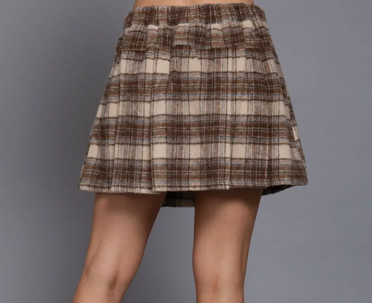 Taupe Plaid Skirt