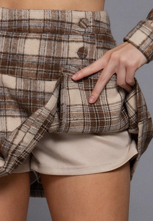 Taupe Plaid Skirt