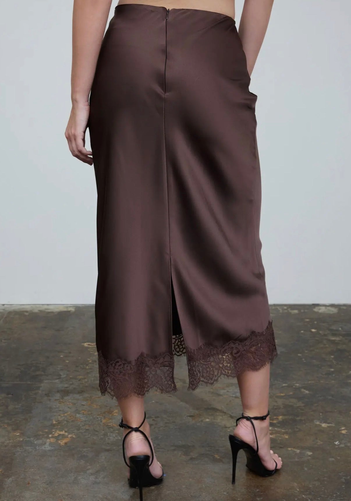 Toffee Satin Lace Skirt