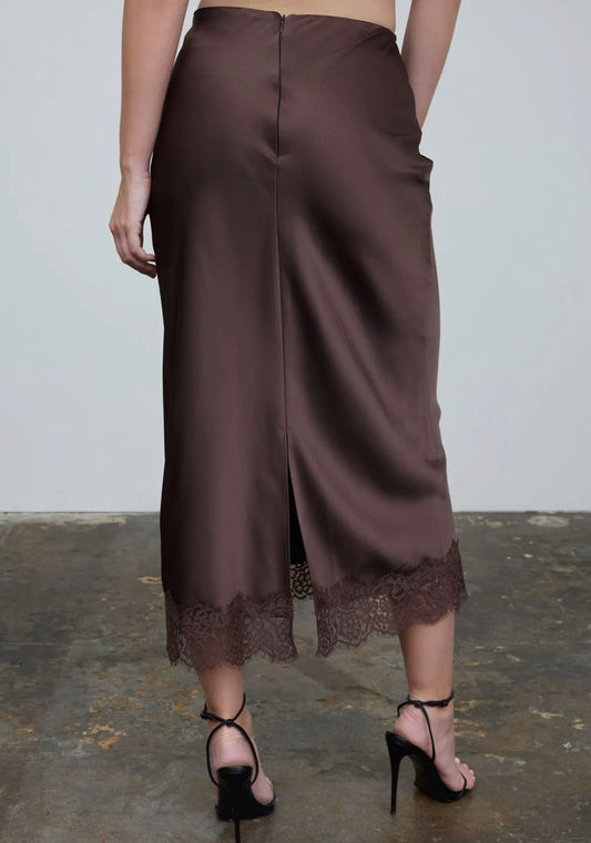 Toffee Satin Lace Skirt