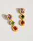 Multi Stone Cz 18K Gold Drop Earrings