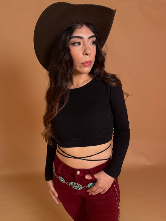 Crush Knit Crop- Black
