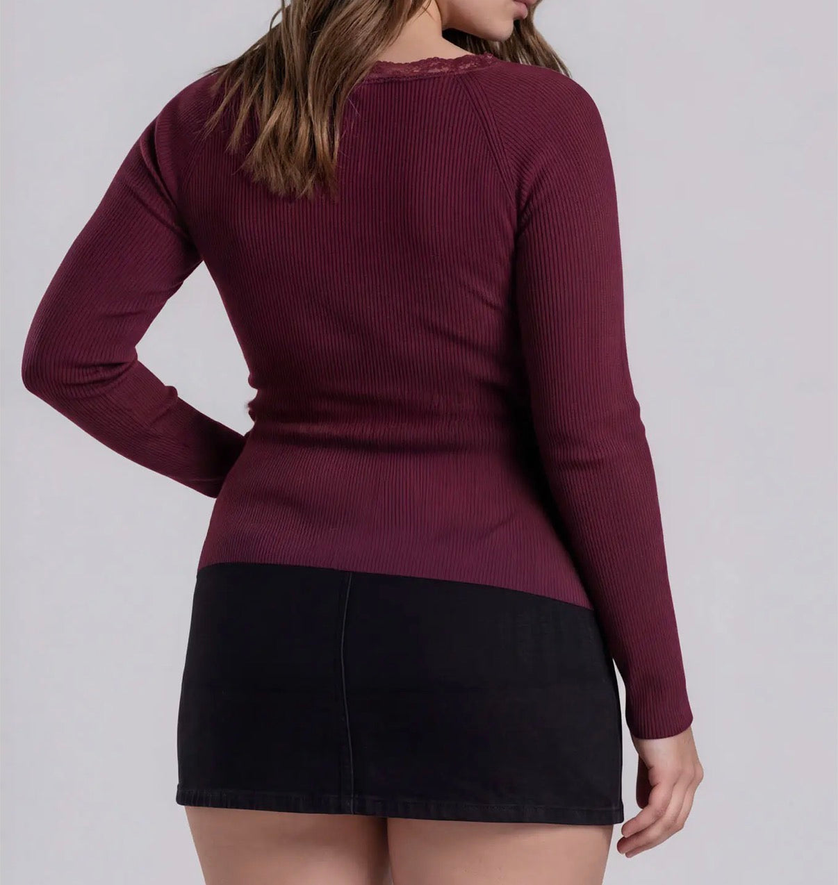 Lace Henley Top Plus