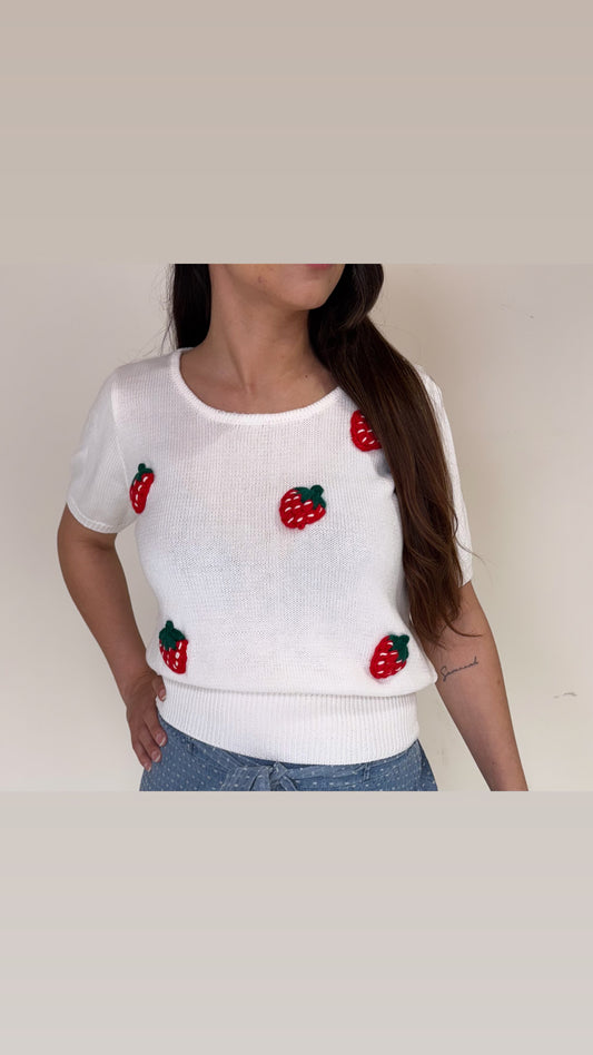Strawberry Knit Top