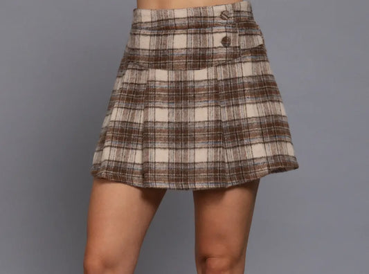 Taupe Plaid Skirt