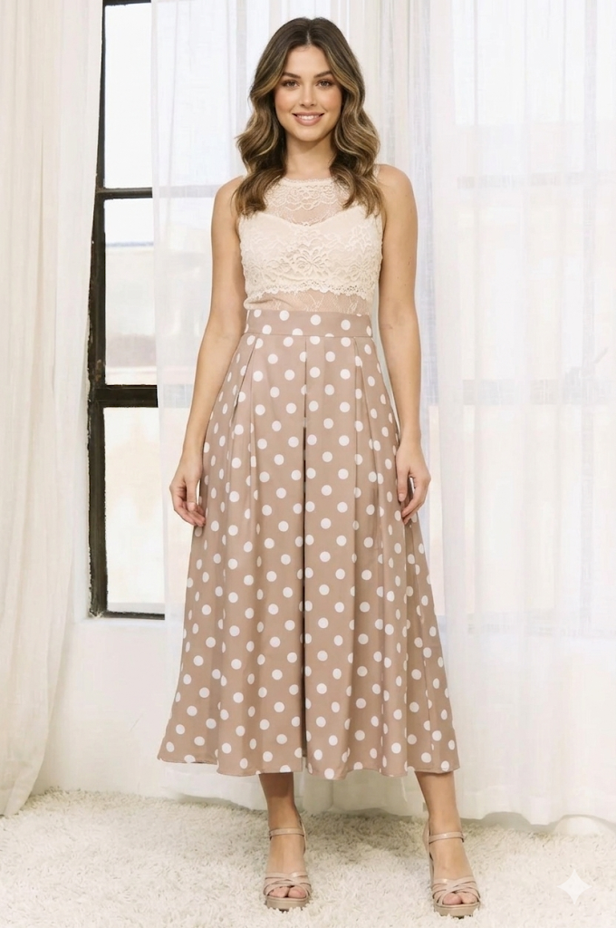 Polka Midi Skirt +